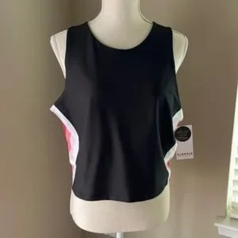 Kinesis Sleeveless Black with Pink/White Side Stripe Top with Built …